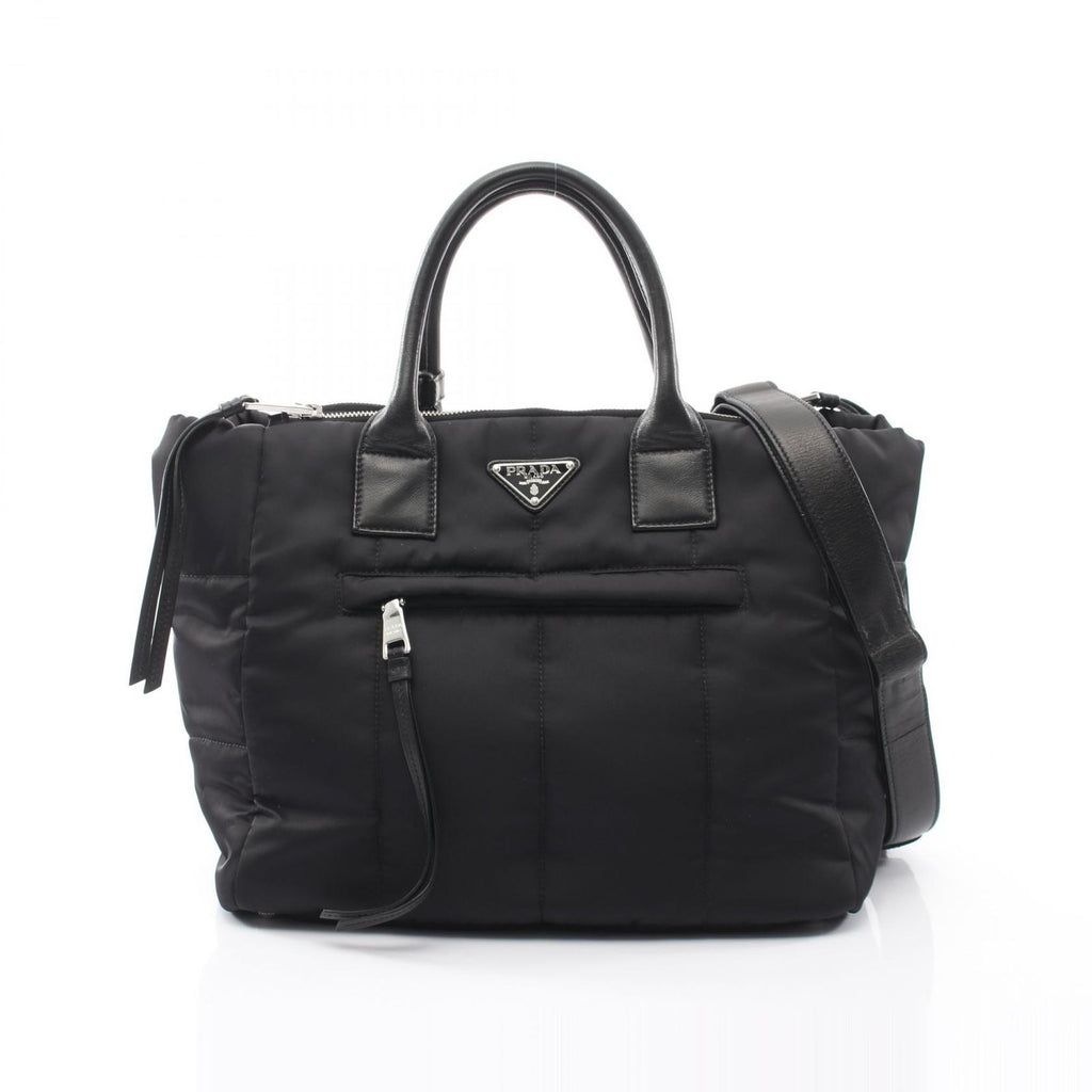 Prada Tote Tessuto Bomber 2-Way Black Nylon Leather