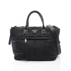 Prada Tote Tessuto Bomber 2-Way Black Nylon Leather