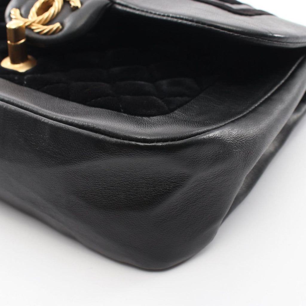 Chanel Shoulder Bag Quilted Black Lambskin Fabric Chain — view 7