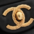 Chanel Shoulder Bag Quilted Black Lambskin Fabric Chain — view 9