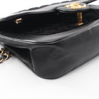 Chanel Shoulder Bag Quilted Black Lambskin Fabric Chain — view 8