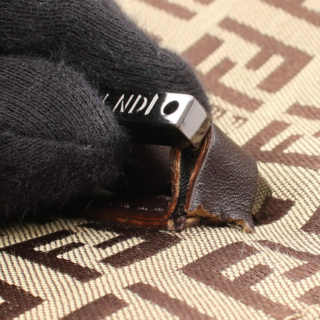 Fendi Tote Zucchino Beige Brown Canvas Leather — view 8