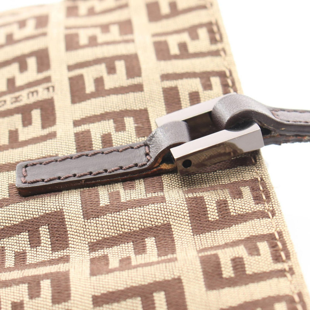 Fendi Tote Zucchino Beige Brown Canvas Leather — view 9