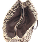 Fendi Tote Zucchino Beige Brown Canvas Leather — view 3
