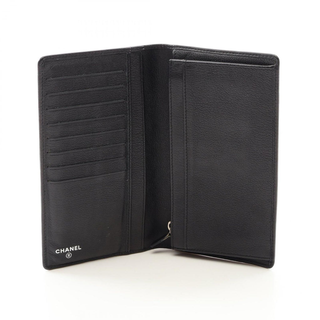 Chanel Bifold Wallet Butterfly Camellia Zip Black Leather — view 3