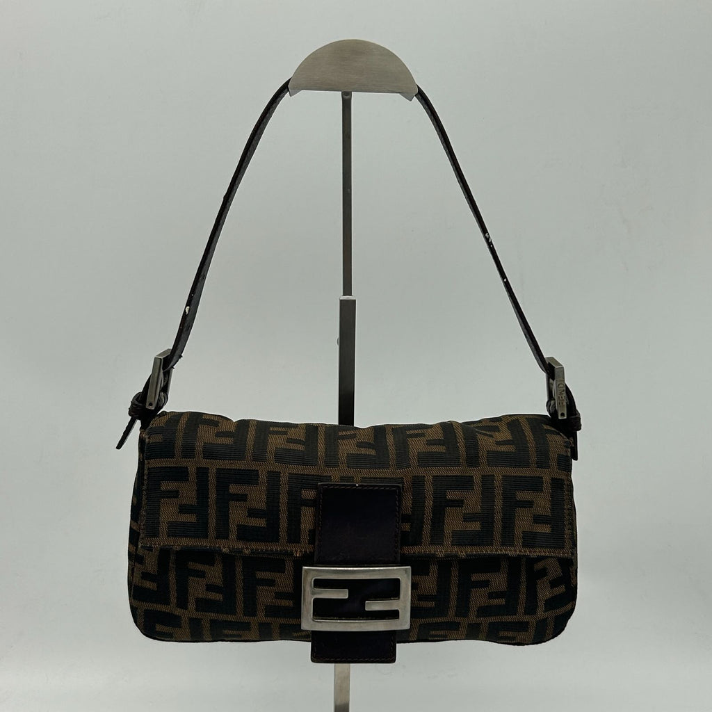 Fendi Brown Zucca Mamma Bucket Leather Shoulder