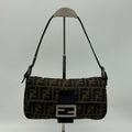 Fendi Brown Zucca Mamma Bucket Leather Shoulder