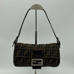 Fendi Brown Zucca Mamma Bucket Leather Shoulder