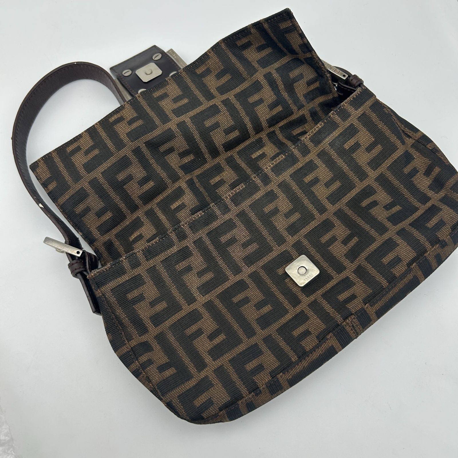 Fendi Brown Zucca Mamma Bucket Leather Shoulder — view 3
