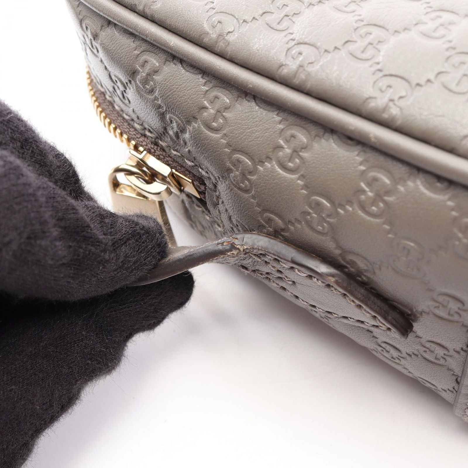 Gucci Shoulder Bag Bree Micro Guccissima Gray Leather — view 9