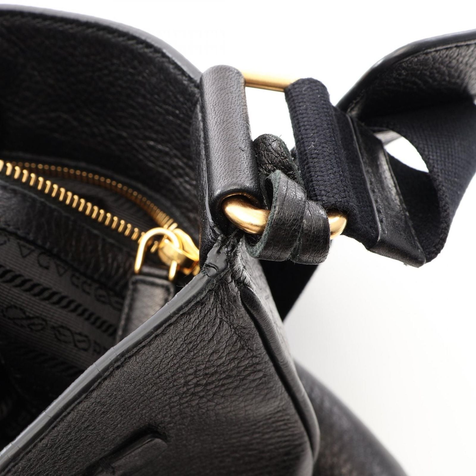 Prada Shoulder Bag Logo Black Leather — view 7