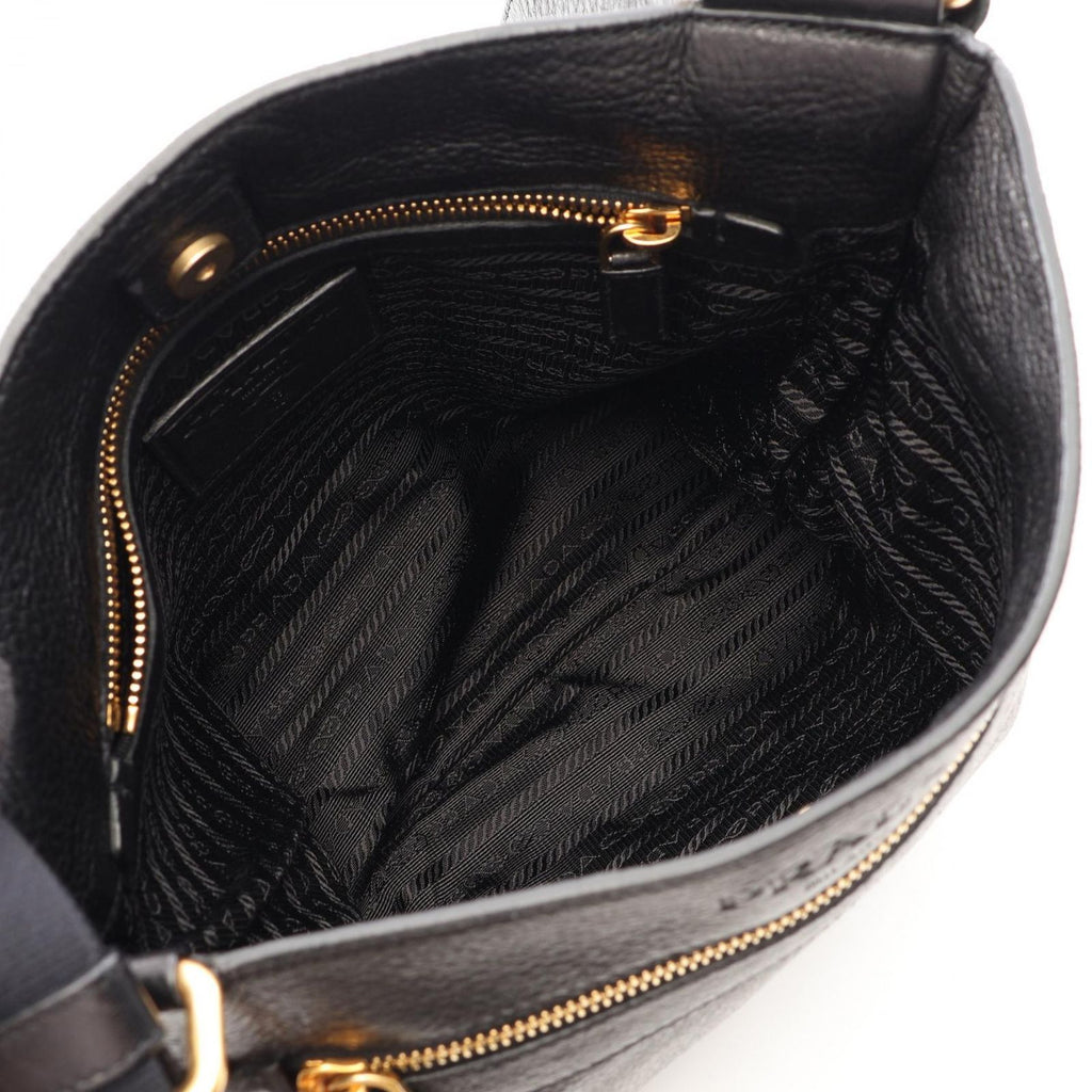 Prada Shoulder Bag Logo Black Leather — view 3