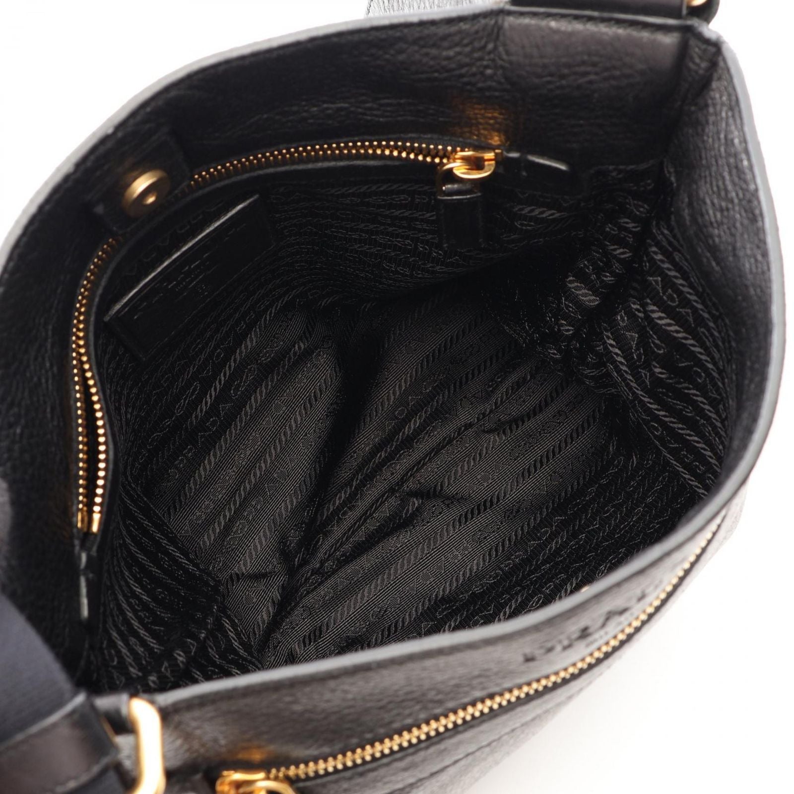 Prada Shoulder Bag Logo Black Leather — view 3