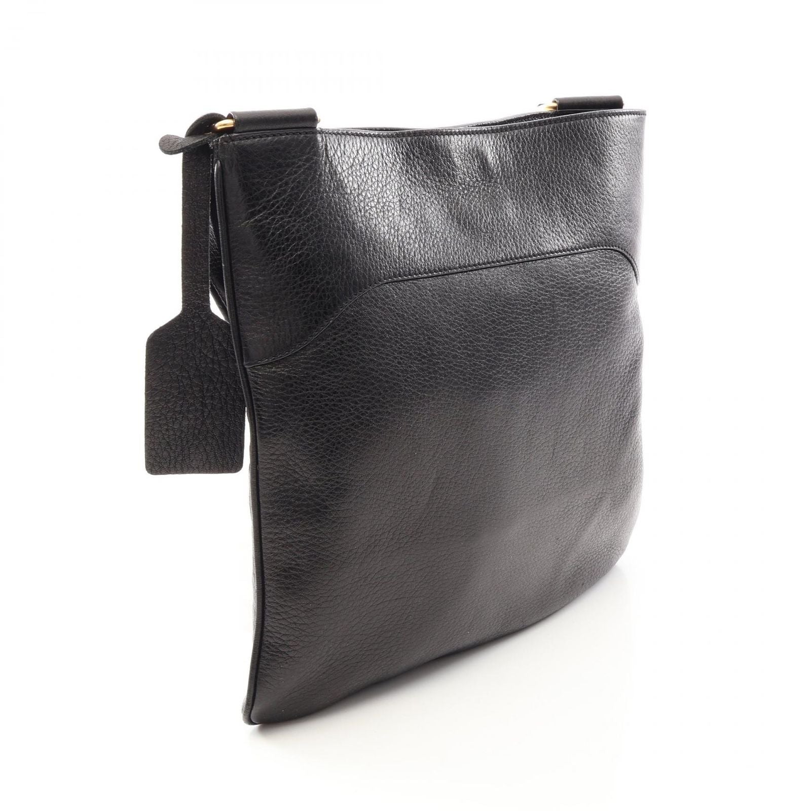 Prada Shoulder Bag Logo Black Leather — view 2