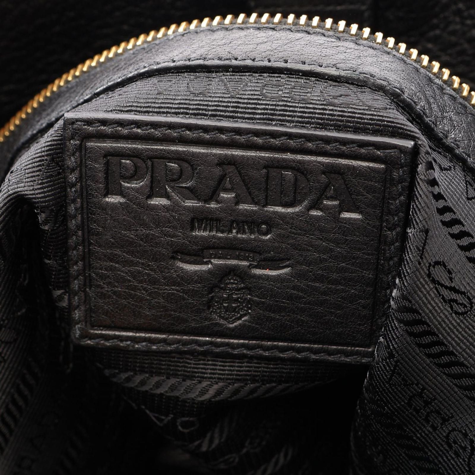 Prada Shoulder Bag Logo Black Leather — view 4
