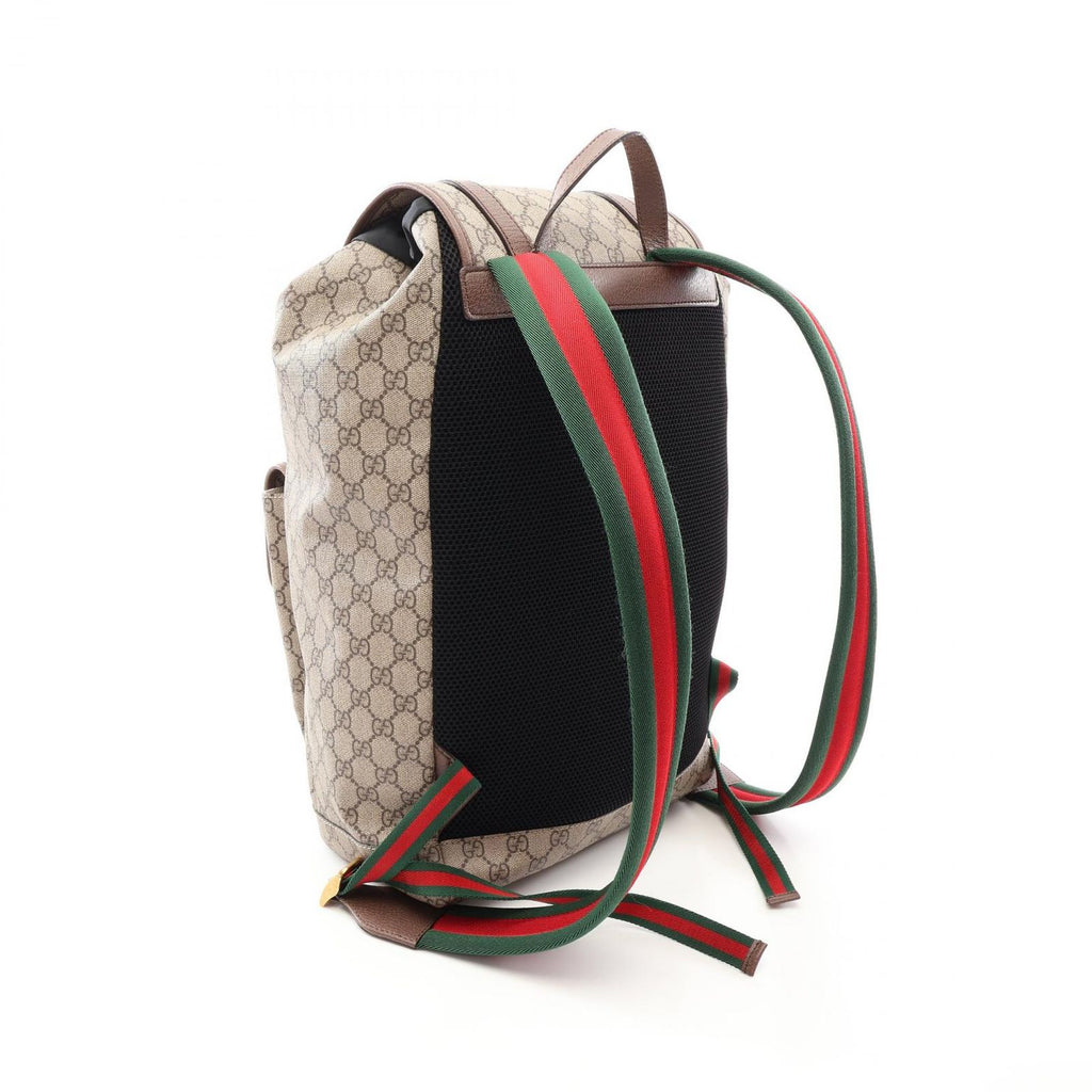 Gucci Backpack GG Supreme Cat Head Web Line Beige Canvas Leather Courier — view 2