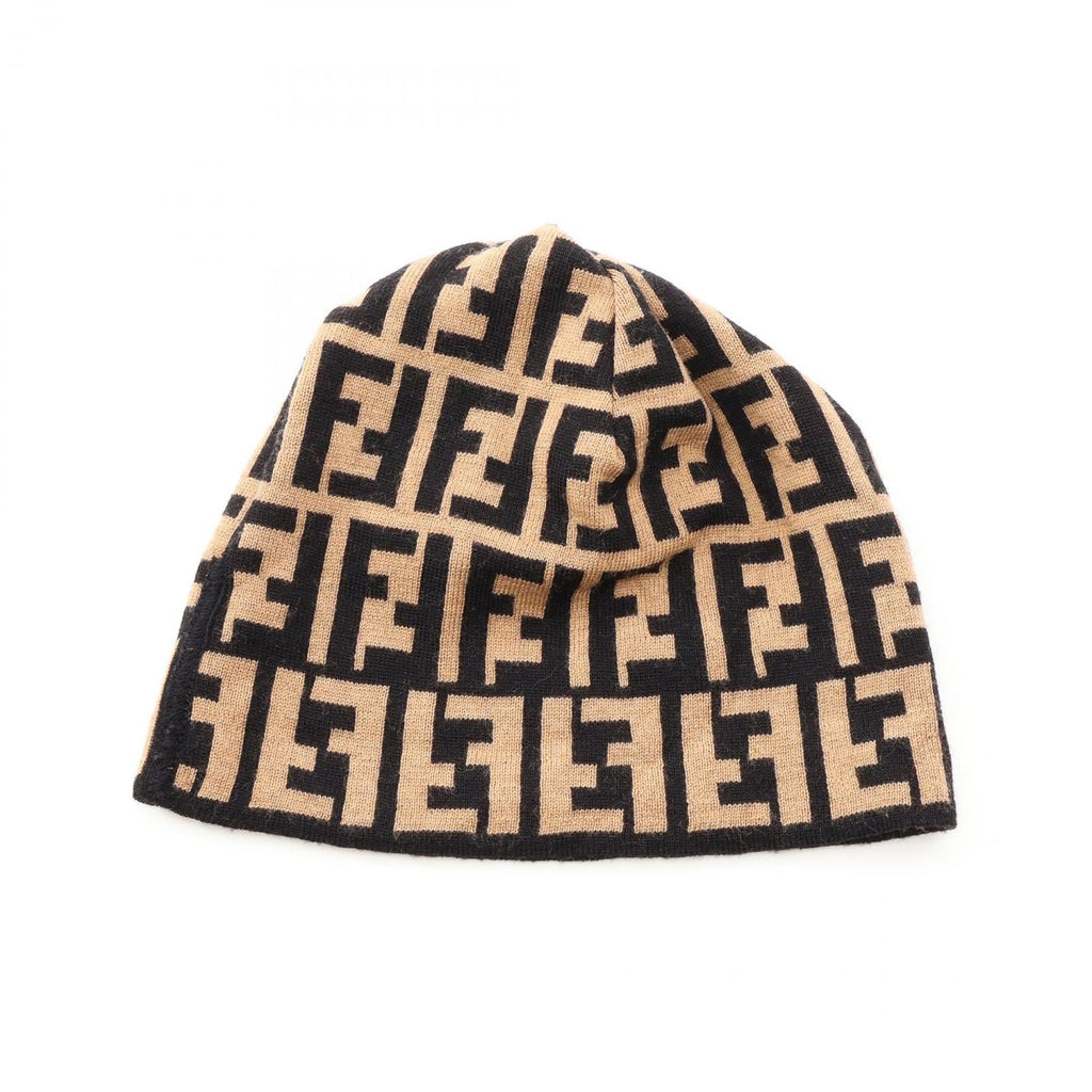 Fendi Knit Cap Zucca Beige Wool