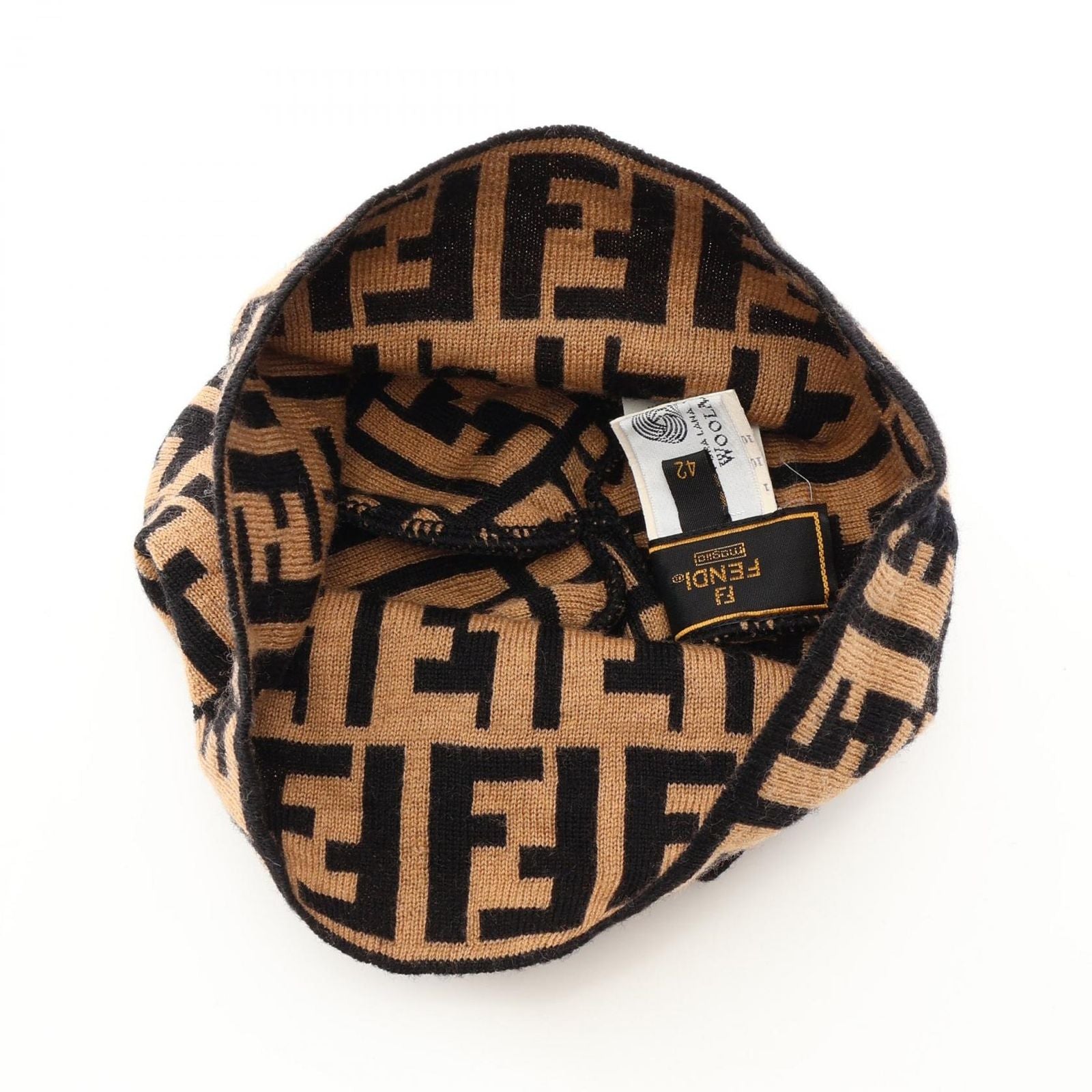 Fendi Knit Cap Zucca Beige Wool — view 3