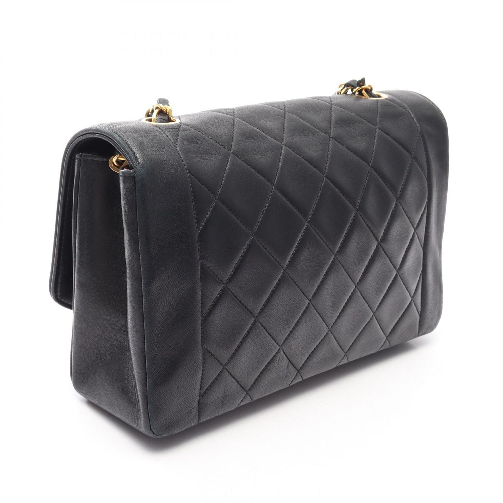 Chanel Shoulder Bag Quilted Diana Flap Black Lambskin Chain — view 2