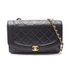 Chanel Shoulder Bag Quilted Diana Flap Black Lambskin Chain