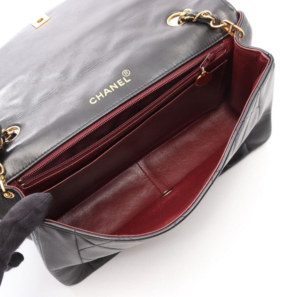 Chanel Shoulder Bag Quilted Diana Flap Black Lambskin Chain — view 3