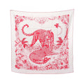 Hermes Scarf Carre 90 Tatouage Jungle Love White Pink Silk