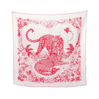 Hermes Scarf Carre 90 Tatouage Jungle Love White Pink Silk