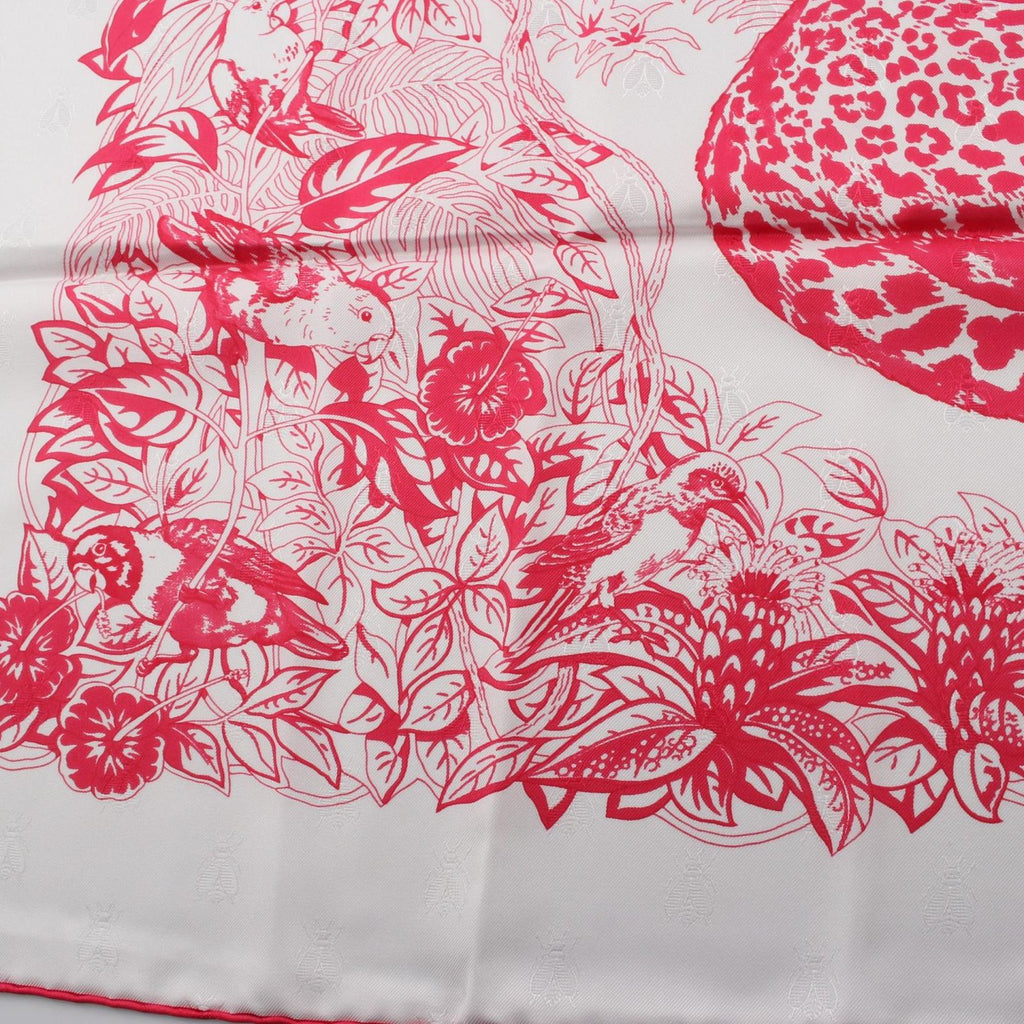 Hermes Scarf Carre 90 Tatouage Jungle Love White Pink Silk — view 8
