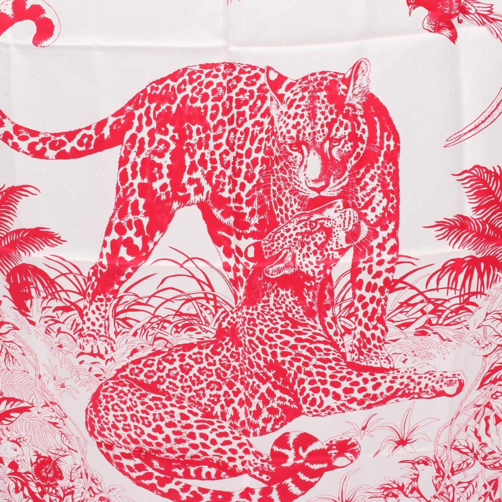 Hermes Scarf Carre 90 Tatouage Jungle Love White Pink Silk — view 6