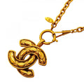 Chanel Necklace Vintage CC Logo Quilted Gold Plated