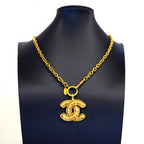 Chanel Necklace Vintage CC Logo Quilted Gold Plated — view 6