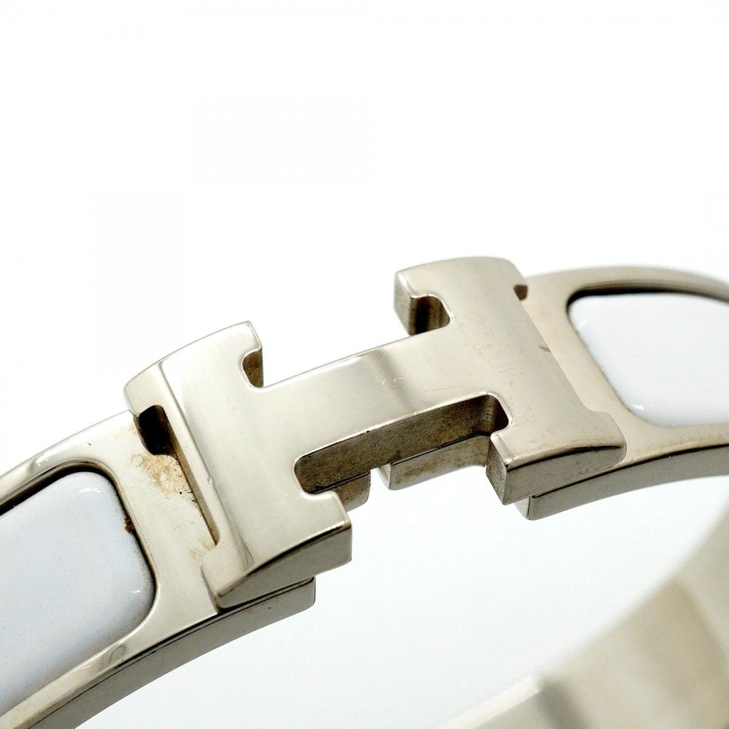 Hermes Bangle Clic Clac PM Metal Silver White Bracelet — view 7