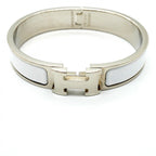 Hermes Bangle Clic Clac PM Metal Silver White Bracelet — view 4