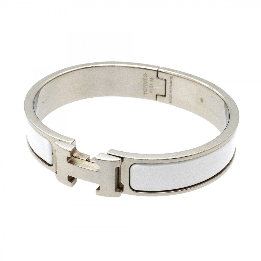 Hermes Bangle Clic Clac PM Metal Silver White Bracelet