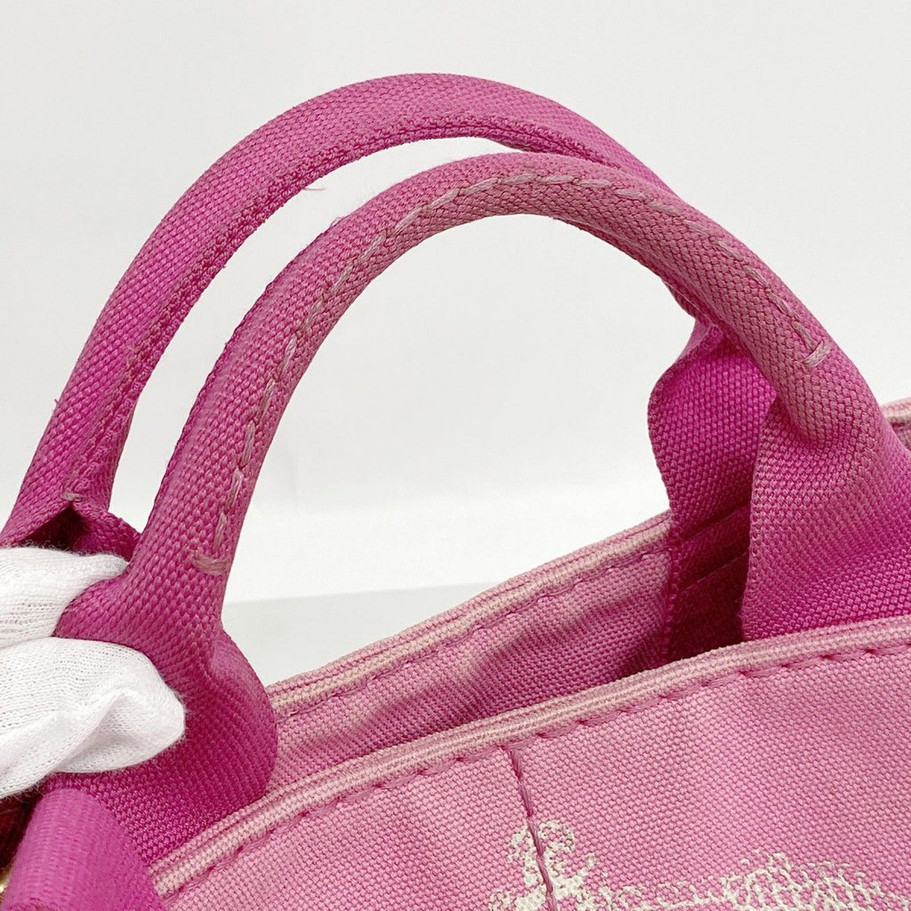Prada Handbag Canapa Canvas Pink Gold 2-Way — view 8
