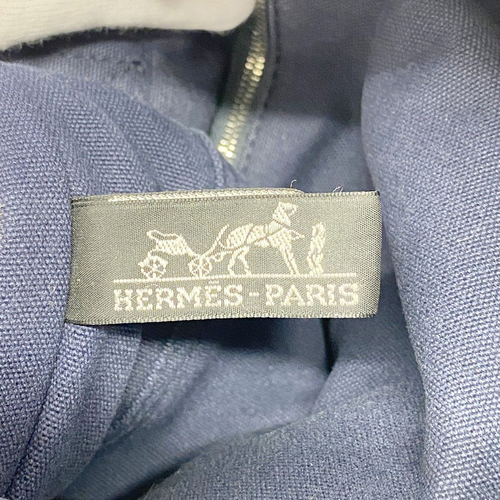 Hermes Tote Fourre Tout MM Canvas Navy Khaki Silver — view 5