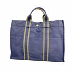 Hermes Tote Fourre Tout MM Canvas Navy Khaki Silver