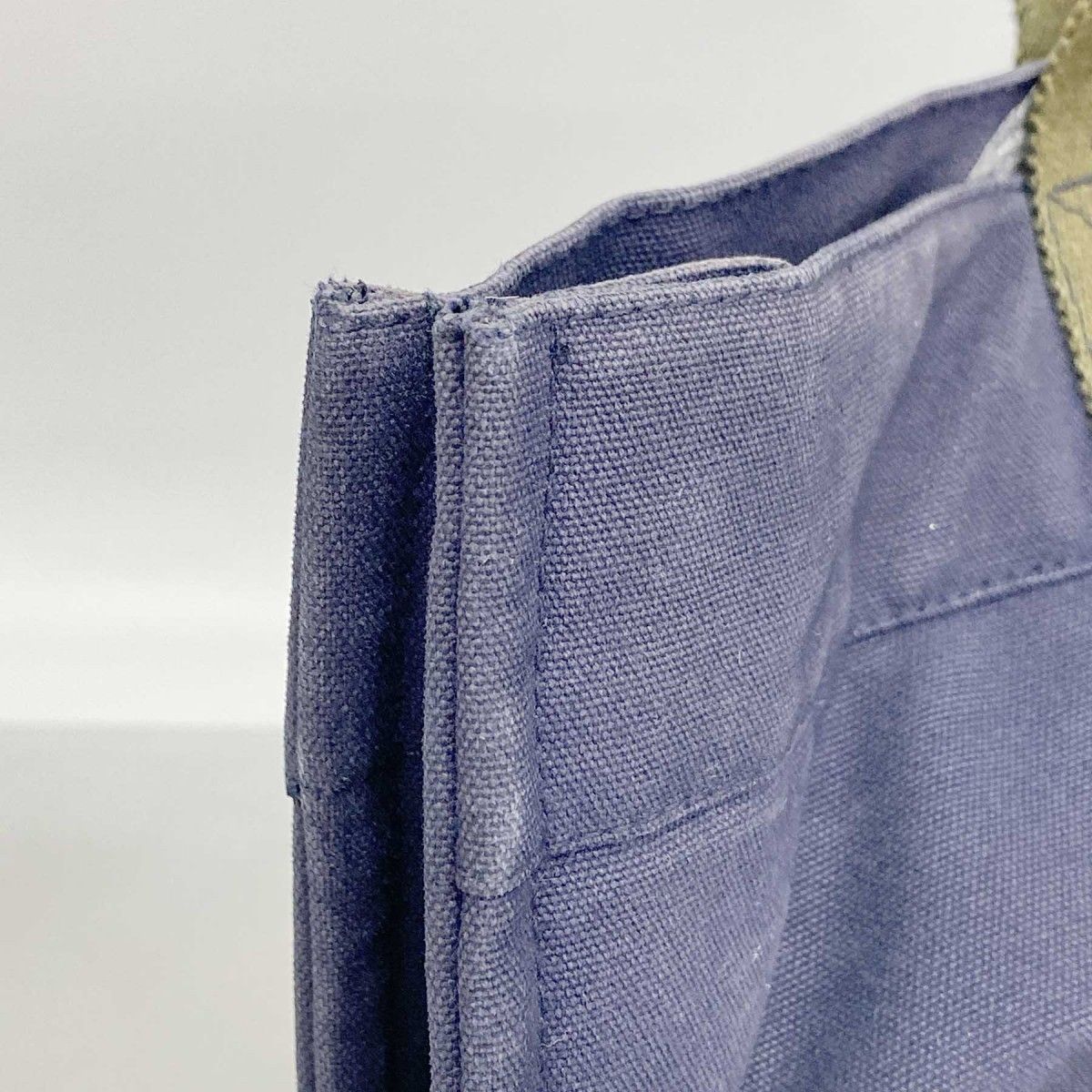Hermes Tote Fourre Tout MM Canvas Navy Khaki Silver — view 8