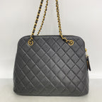 Chanel Shoulder Bag Quilted Caviar Leather Black Gold — view 9