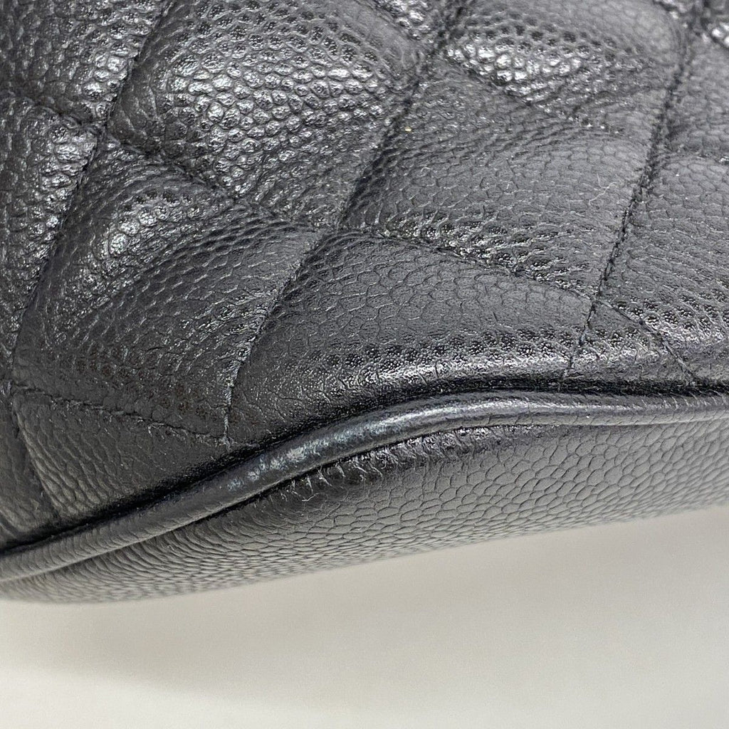 Chanel Shoulder Bag Quilted Caviar Leather Black Gold — view 6