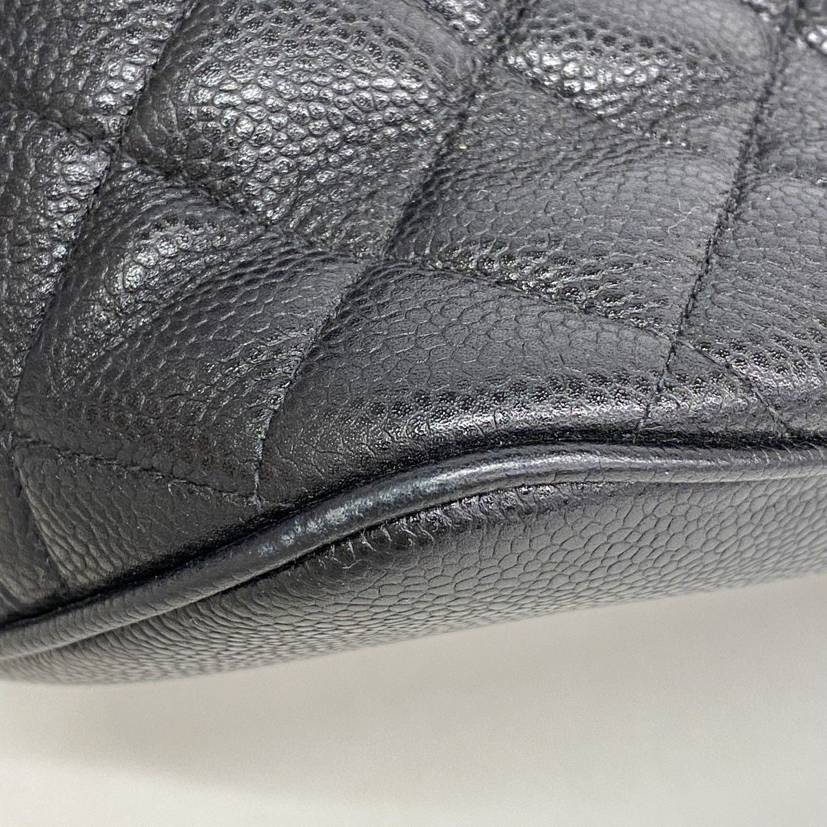 Chanel Shoulder Bag Quilted Caviar Leather Black Gold — view 6