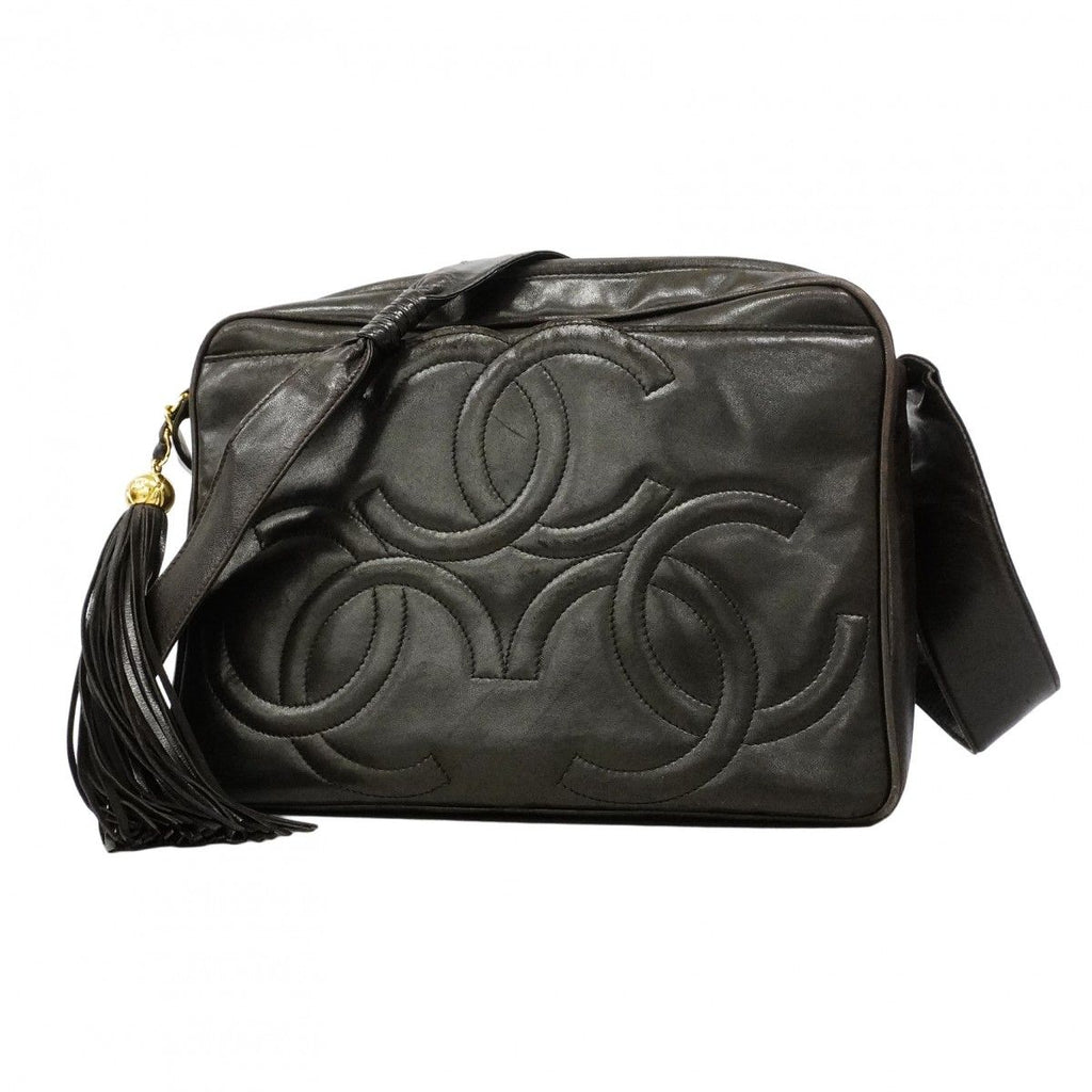 Chanel Shoulder Bag Triple Coco Lambskin Black Gold