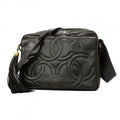 Chanel Shoulder Bag Triple Coco Lambskin Black Gold