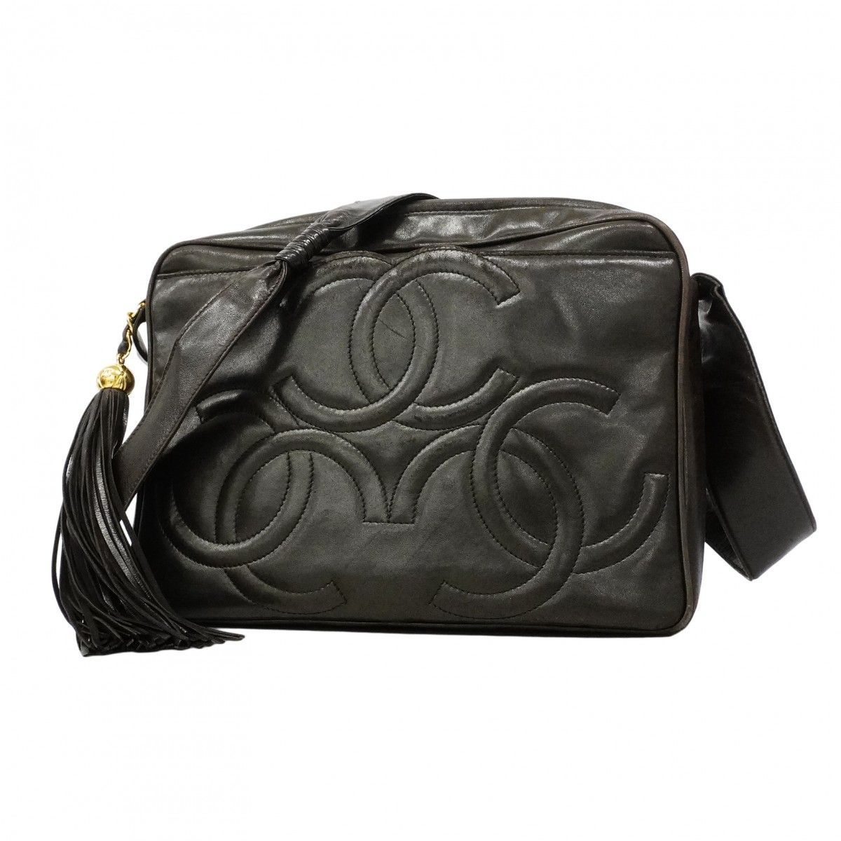 Chanel Shoulder Bag Triple Coco Lambskin Black Gold