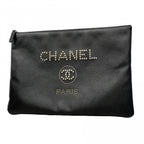 Chanel Clutch Deauville Black Gold Silver