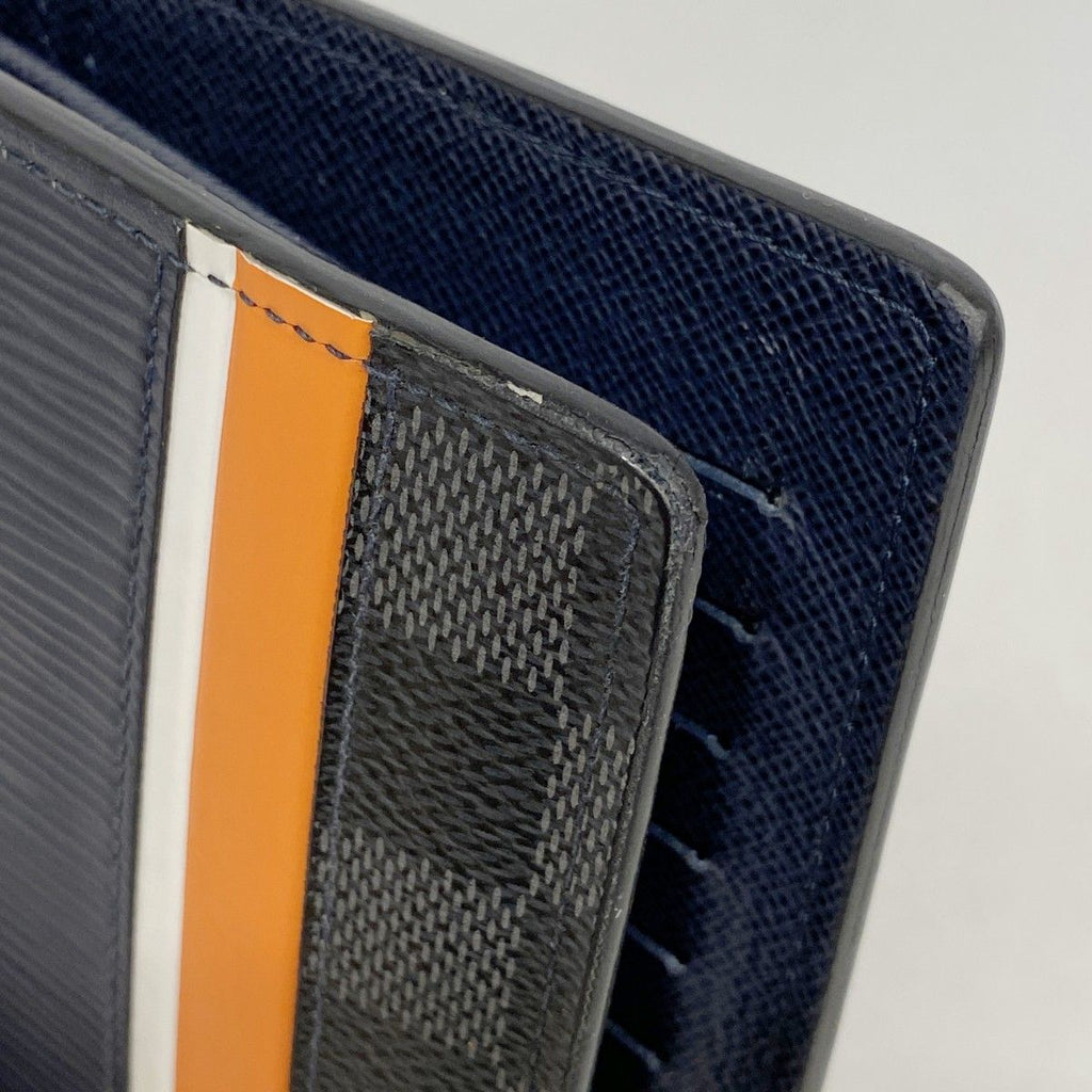 Louis Vuitton Wallet Epi Damier Graphite Portefeuille Brazza NM Blue Marine — view 6