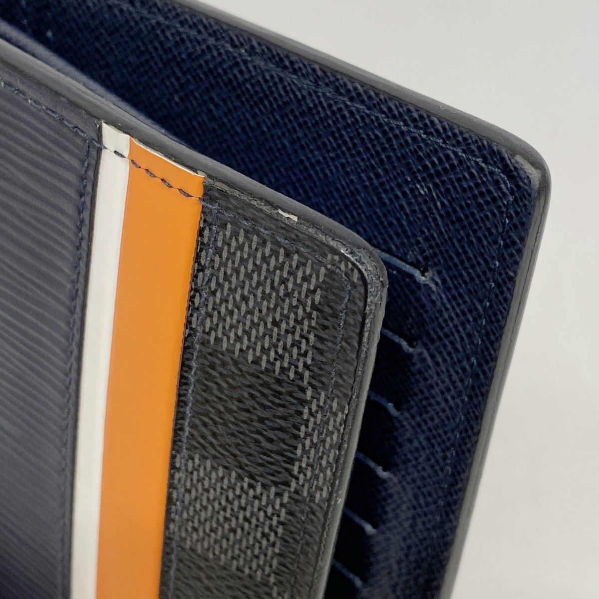 Louis Vuitton Wallet Epi Damier Graphite Portefeuille Brazza NM Blue Marine — view 6