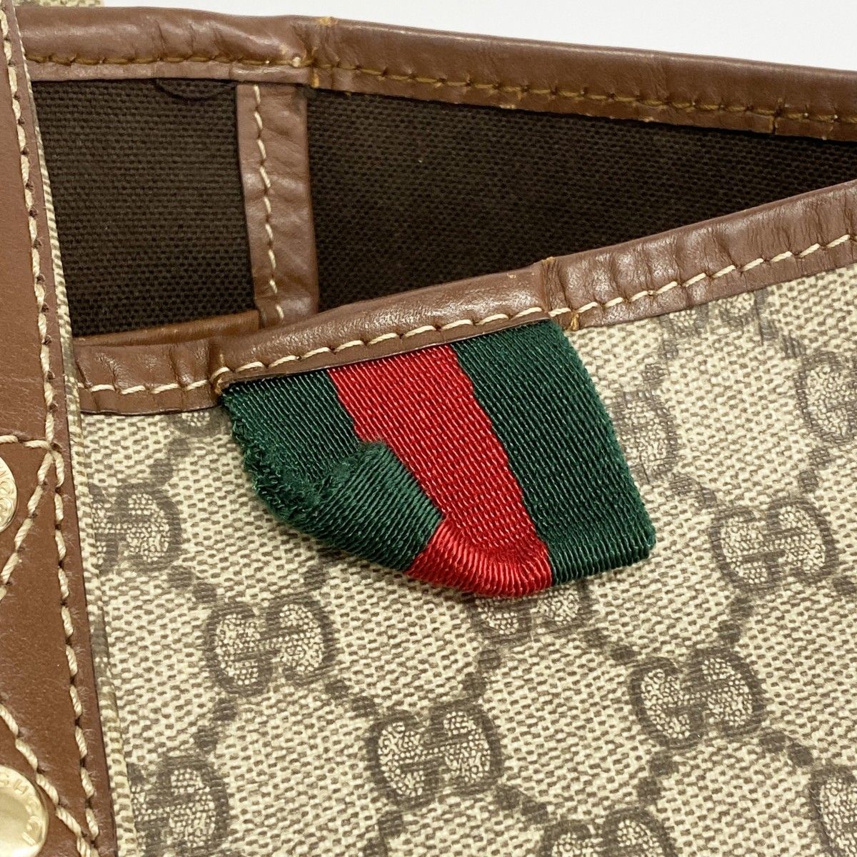 Gucci Tote GG Supreme Brown Champagne Gold — view 9