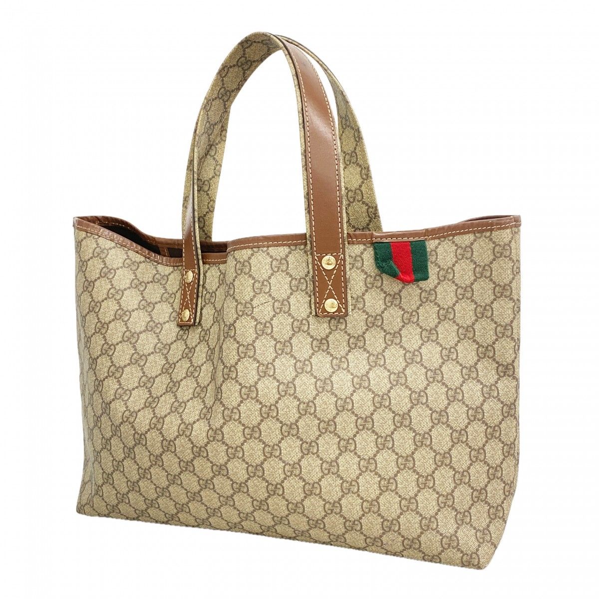 Gucci Tote GG Supreme Brown Champagne Gold