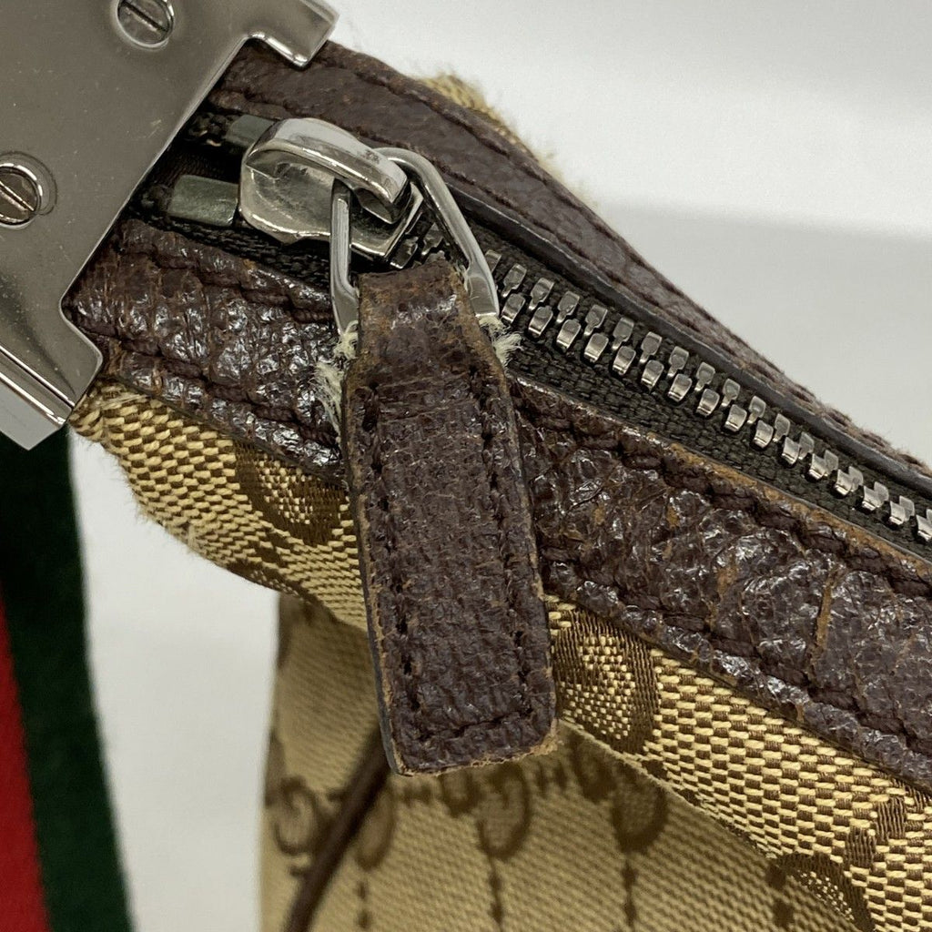 Gucci Shoulder Bag GG Canvas Sherry Line Brown Silver — view 8